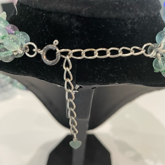 Jadeite and green glass multi-strand necklace. Butterflies! - Picture 2 of 2